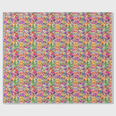 フローラカラフルイラストレーション花プリント模様 ラッピングペーパー (フラット)