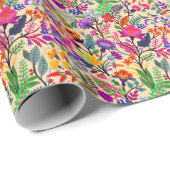 フローラカラフルイラストレーション花プリント模様 ラッピングペーパー (ロールコーナー)