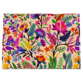 フローラカラフルイラストレーション花プリント模様 ラージペーパーバッグ (正面)