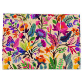 フローラカラフルイラストレーション花プリント模様 ラージペーパーバッグ (裏面)
