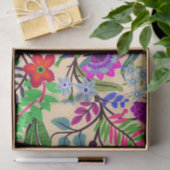 フローラカラフルイラストレーション花プリント模様 薄葉紙 (ギフト)