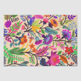 フローラカラフルイラストレーション花プリント模様 薄葉紙