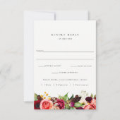 フローラカラフルウェディングRSVPと食事の選択カード 出欠カード (正面)