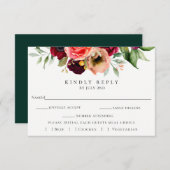 フローラカラフルウェディングRSVPと食事の選択カード 出欠カード (正面/裏面)