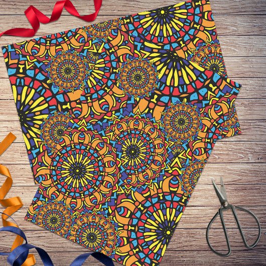 フローラカラフルエスニックオリエンタルマンダラスパターン 薄葉紙