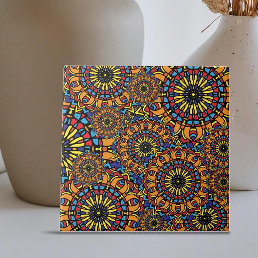 フローラカラフルオリエンタルマンダラスパターン タイル