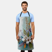 フローラカラフルオンブルーベージュホワイトラベンダー エプロン (着用した状態)