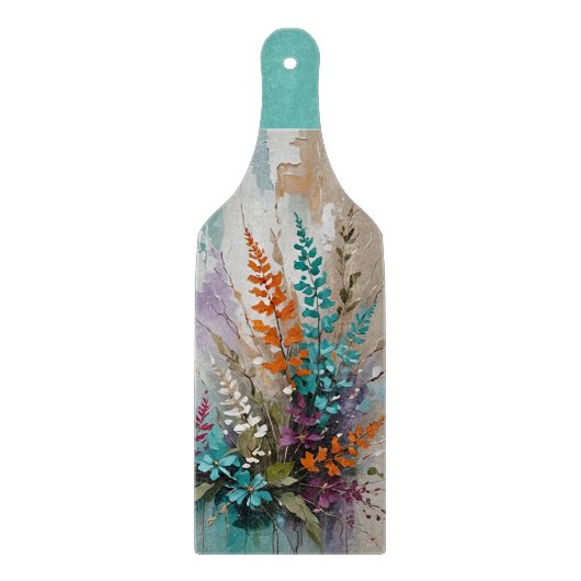 フローラカラフルオンブルーベージュホワイトラベンダー カッティングボード (正面)