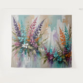 フローラカラフルオンブルーベージュホワイトラベンダー タペストリー (正面(横))