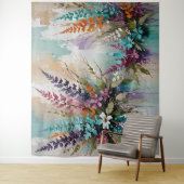 フローラカラフルオンブルーベージュホワイトラベンダー タペストリー (インサイチュ)