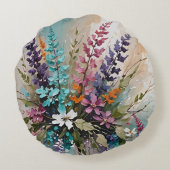 フローラカラフルオンブルーベージュホワイトラベンダー ラウンドクッション (裏面)