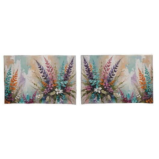 フローラカラフルオンブルーベージュホワイトラベンダー 枕カバー (フロントセット)