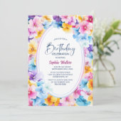 フローラカラフルオーバルバースデーパーティー 招待状 (スタンド正面)