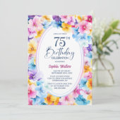 フローラカラフルオーバル75th誕生日パーティー 招待状 (スタンド正面)
