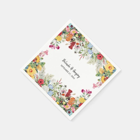 フローラカラフルガーデン結婚フラワーズ スタンダードカクテルナプキン (角)