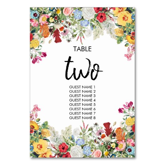 フローラカラフルガーデン結婚フラワーズ テーブルナンバー (正面)