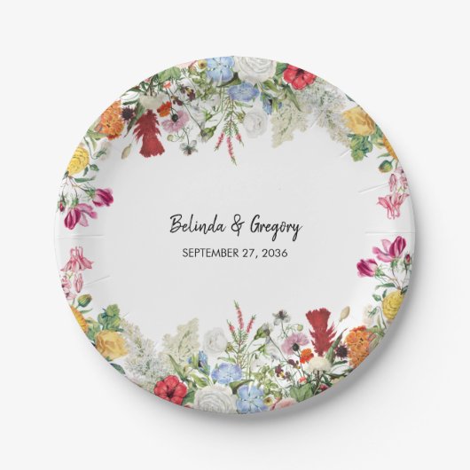 フローラカラフルガーデン結婚フラワーズ ペーパープレート (正面)
