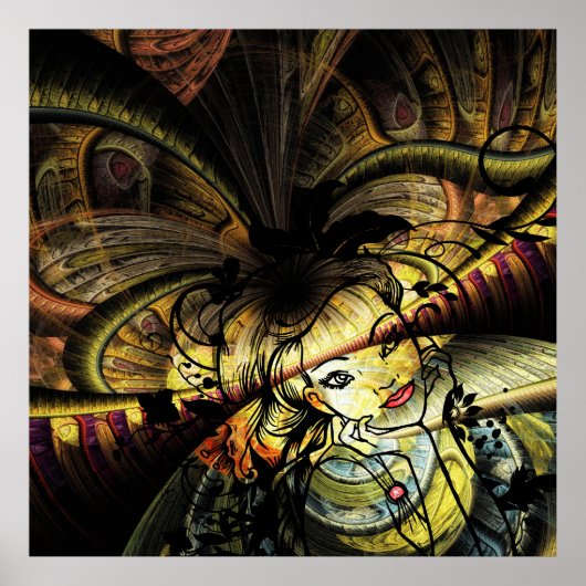 フローラカラフルガールとのフラクタル ポスター (正面)