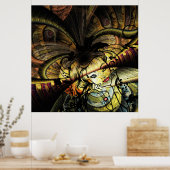 フローラカラフルガールとのフラクタル ポスター (キッチン)