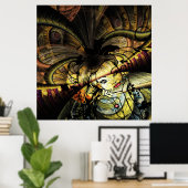 フローラカラフルガールとのフラクタル ポスター (ホームオフィス)