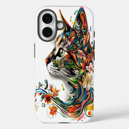 フローラカラフルキャットアートiPhoneケース Case-Mate iPhoneケース (裏面)