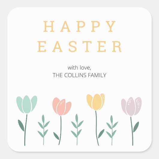 フローラカラフルキュートリモダンップ復活祭 スクエアシール (正面)