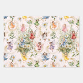 フローラカラフルキュートpixie妖精グリッターダスト ラッピングペーパーシート (正面)