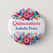 フローラカラフルキンセアニェラメキシカンフィエスタ 缶バッジ (正面)