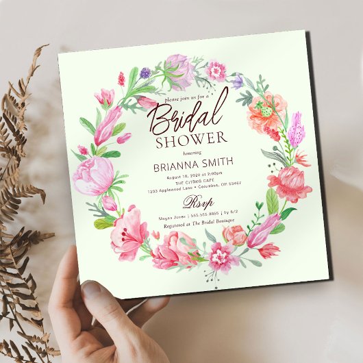 フローラカラフルクラウンブライダルシャワー招待 招待状