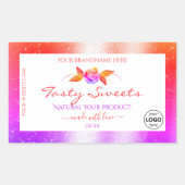 フローラカラフルグリッターのホワイトプロダクトラベルのロゴ 長方形シール (正面)