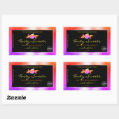 フローラカラフルグリッターブラック製品ラベルのロゴ 長方形シール (シート)