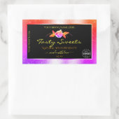 フローラカラフルグリッターブラック製品ラベルのロゴ 長方形シール (バッグ)