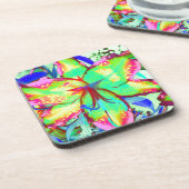 フローラカラフルグリーンピンキユリ熱帯花 コースター (左側)