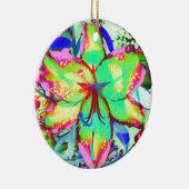フローラカラフルグリーンピンキユリ熱帯花 セラミックオーナメント (右)