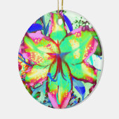 フローラカラフルグリーンピンキユリ熱帯花 セラミックオーナメント (左)