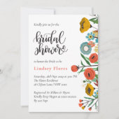 フローラカラフルグリーンリー水彩ブライダルシャワー 招待状 (正面)