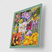 フローラカラフルコラージュ スクエア壁時計 (傾斜)