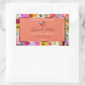 フローラカラフルサーモン製品ラベルとハート 長方形シール (バッグ)