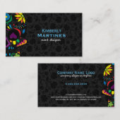 フローラカラフルシュガースカル&ブラックダマスク2 名刺 (正面/裏面)