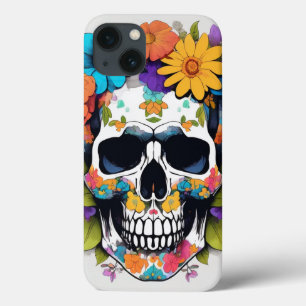 フローラカラフルスカル iPhone 13ケース