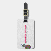 フローラカラフルゾウ白ダマスク ラゲッジタグ (正面縦)