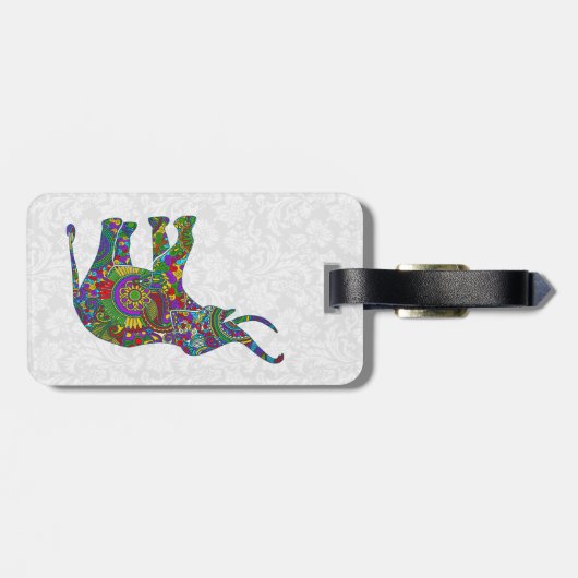 フローラカラフルゾウ白ダマスク ラゲッジタグ (裏面横)