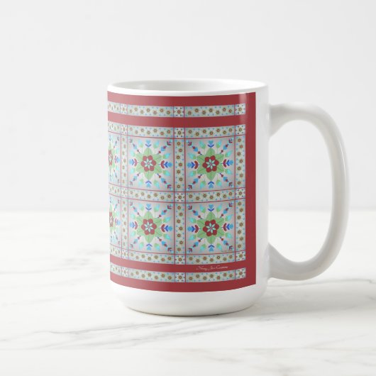 フローラカラフルタイルのパターンマグ（赤） コーヒーマグカップ (右)