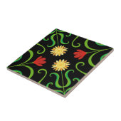 フローラカラフルダマスクひまわり柄かわいいフォーク タイル (側面)