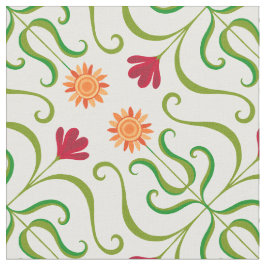 フローラカラフルダマスクひまわり柄かわいいフォーク ファブリック