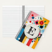 フローラカラフルデザインサークルフレームシックモノグラム ノートブック (内側)