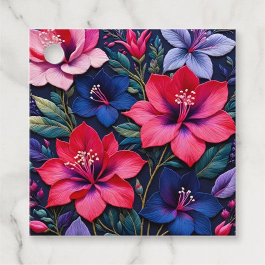 フローラカラフルニードレポイントアートギフトラベル フェイバータグ (正面)