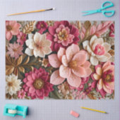 フローラカラフルニードレポイントアートティッシュペーパー 薄葉紙 (クラフト)