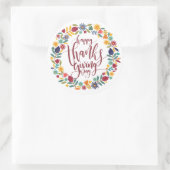 フローラカラフルハッピーサンクスギビング |シール ラウンドシール (バッグ)