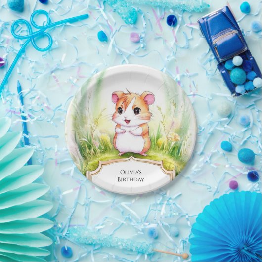 フローラカラフルハムスター誕生日 ペーパープレート (パーティー)